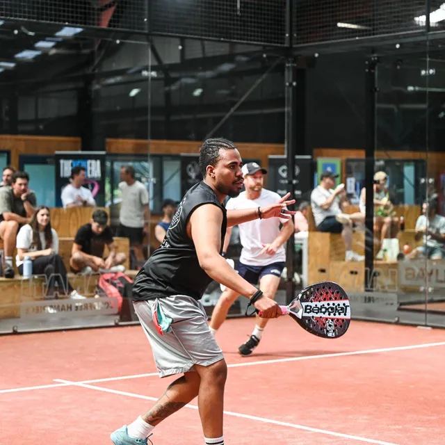Ben, our head coach, lunging for a backhand